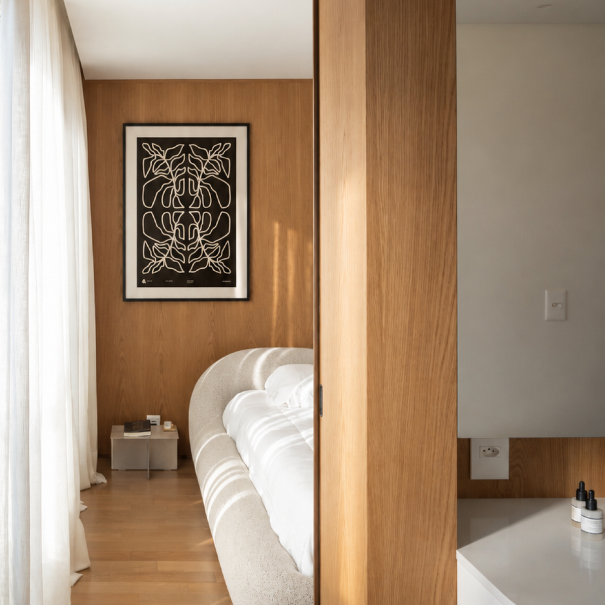 LEAF – NOT LEAVE artwork in a boutique hotel bedroom