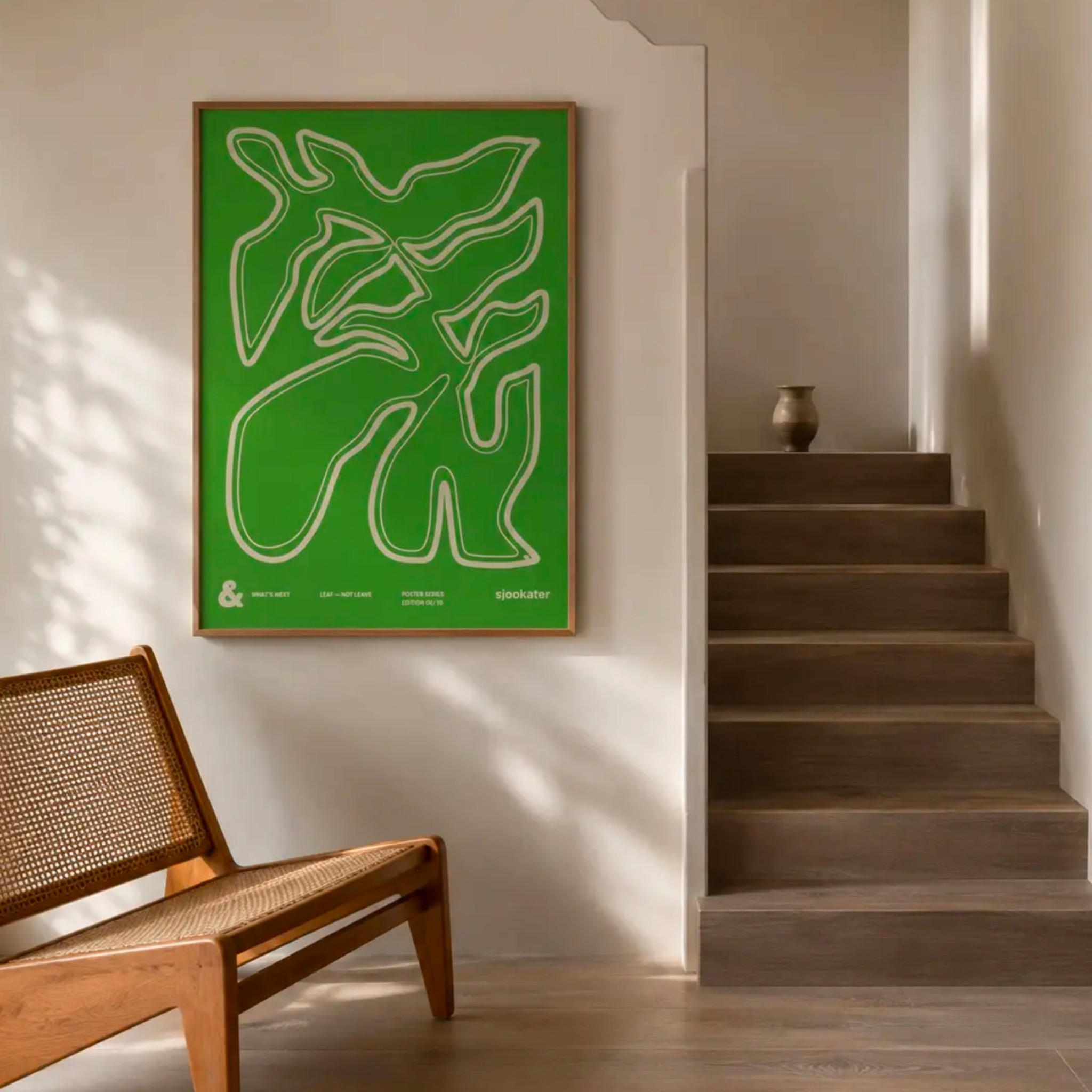 Green LEAF – NOT LEAVE artwork in a considered interior