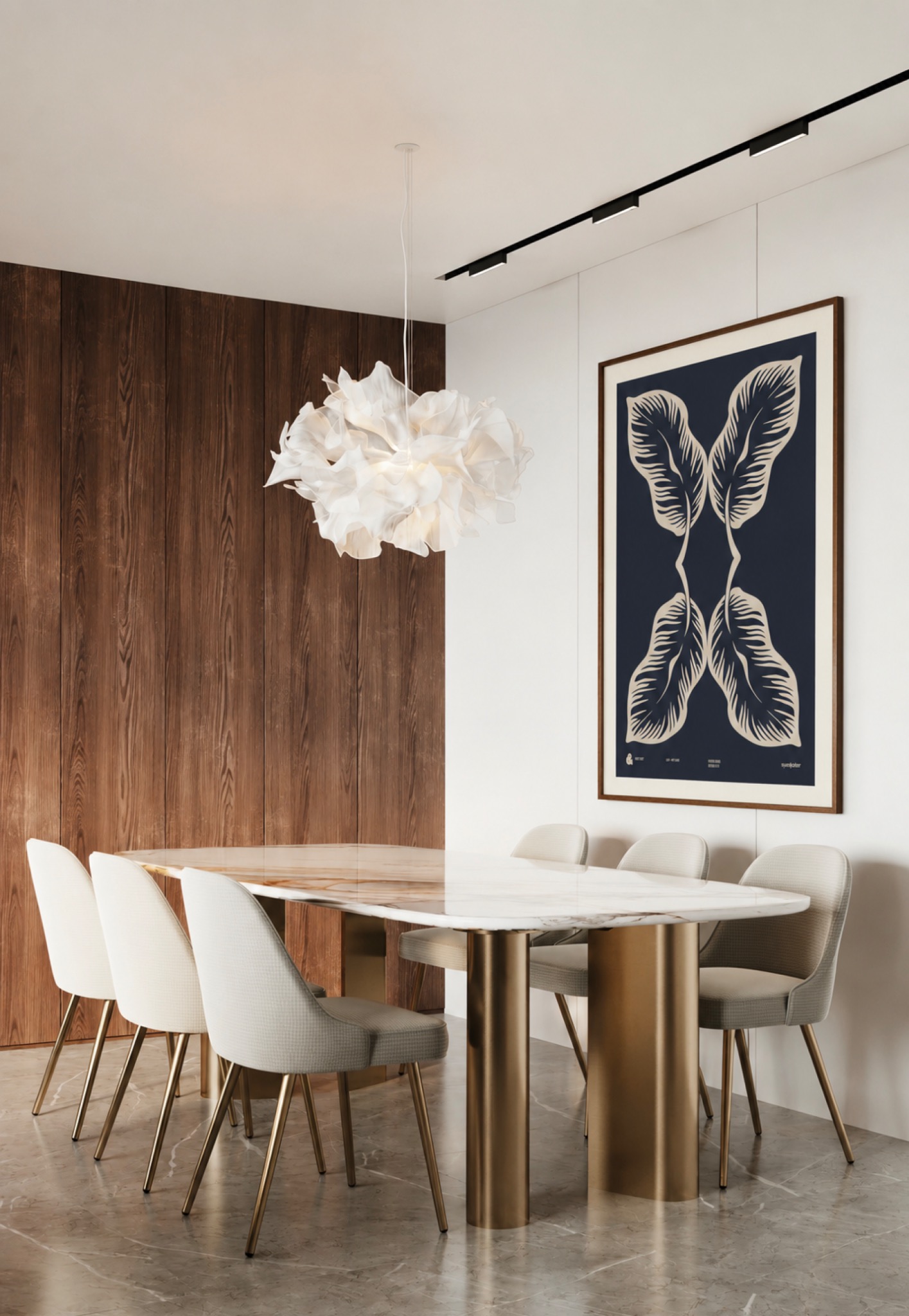 Fine art print in a contemporary dining interior