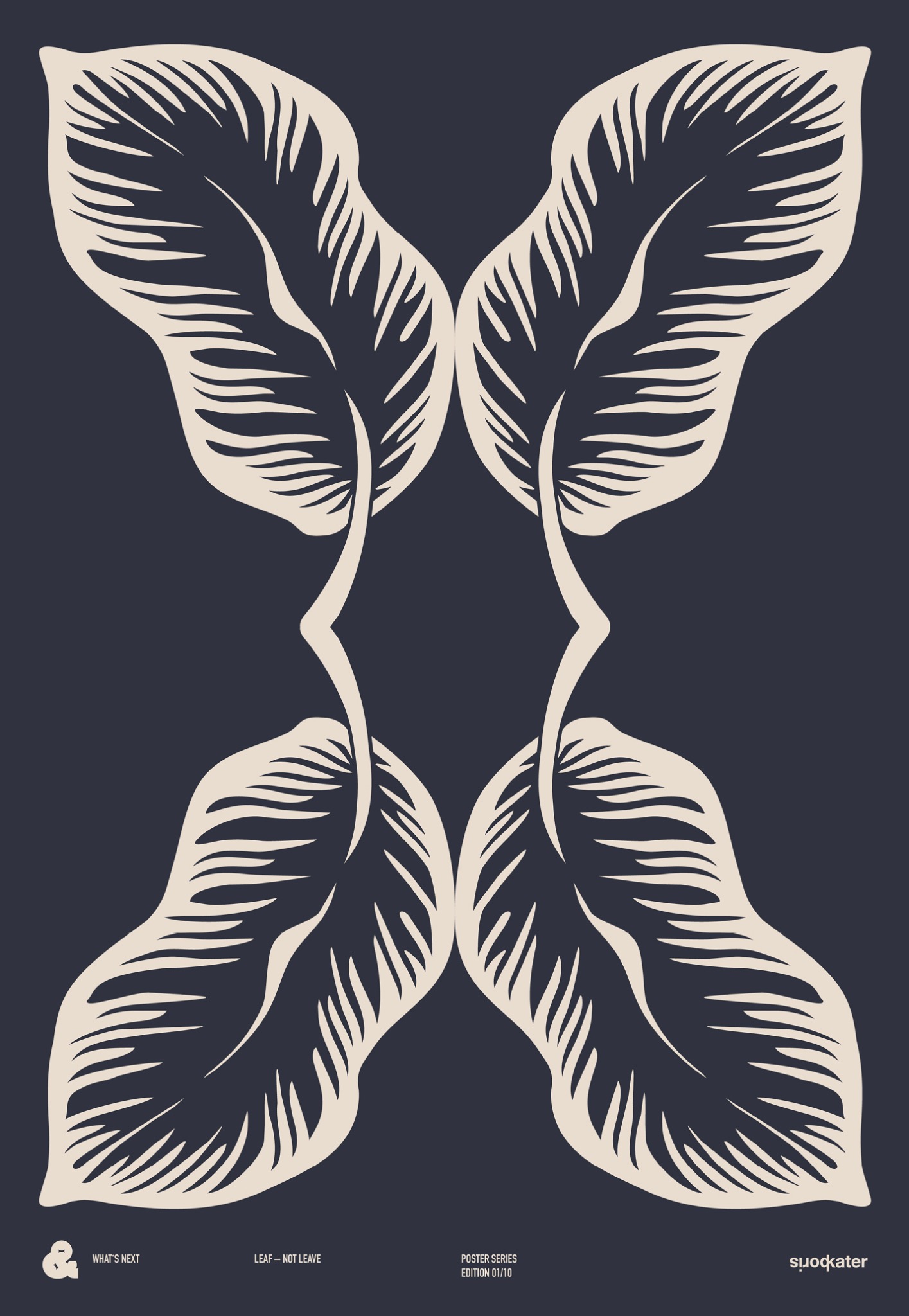 LEAF – NOT LEAVE navy artwork