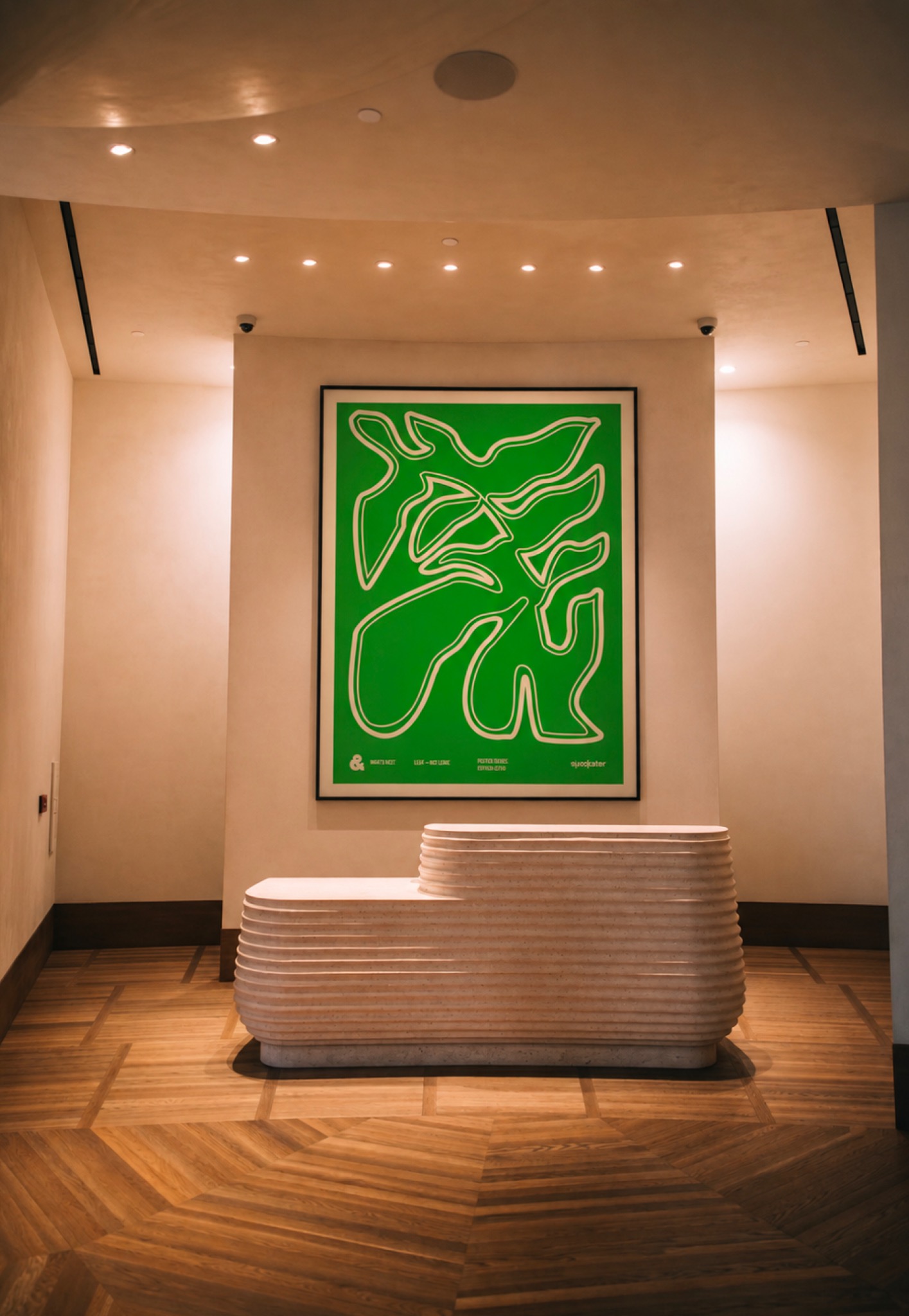 Green Fine Art Print in a hospitality lobby
