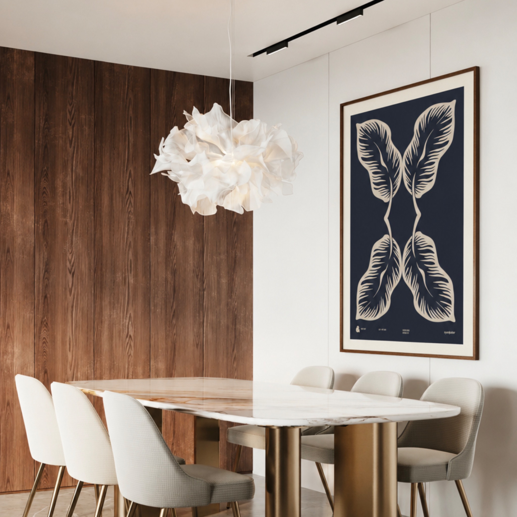 LEAF – NOT LEAVE Fine Art Print in a contemporary dining interior