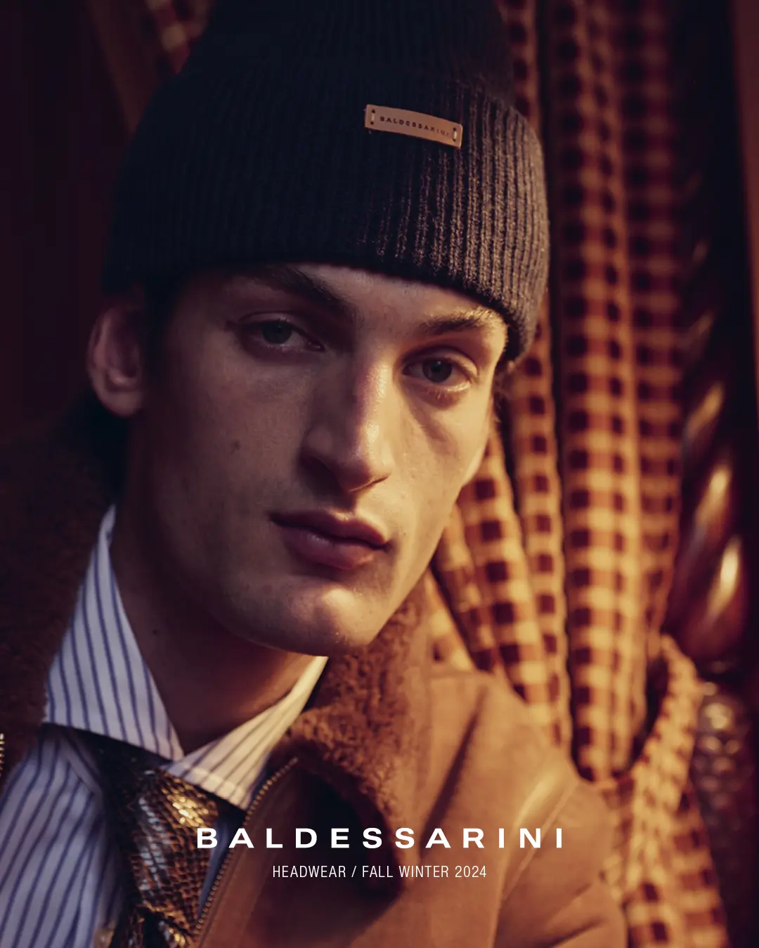 Baldessarini Fall Winter 2024 campaign portrait in warm interior light