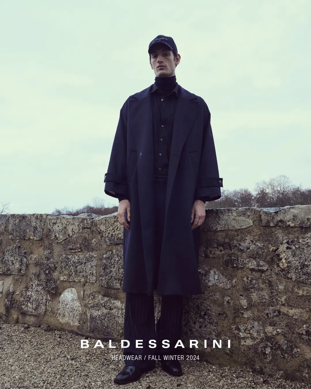 Baldessarini Fall Winter 2024 dark outerwear campaign at Château Provence