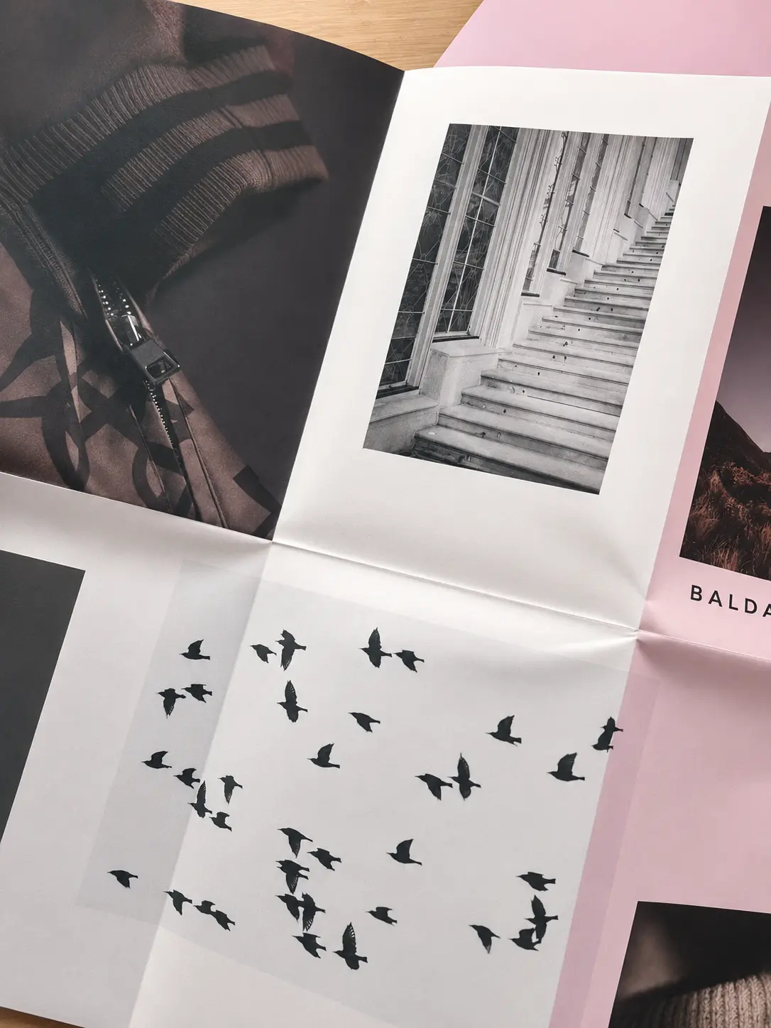 Baldessarini invitation opened as a fold-out poster
