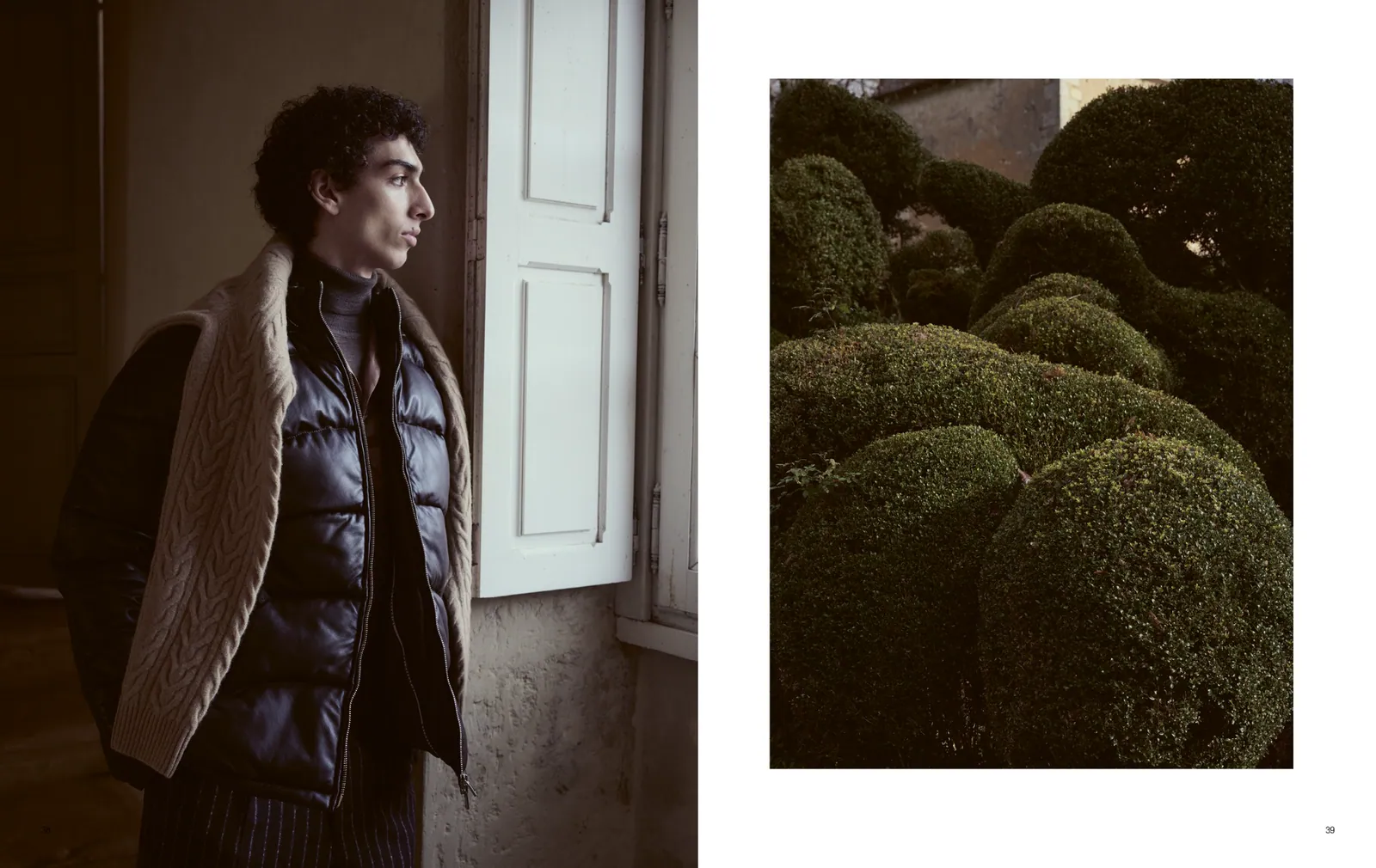 Baldessarini Château Provence portrait and sculpted garden lookbook spread