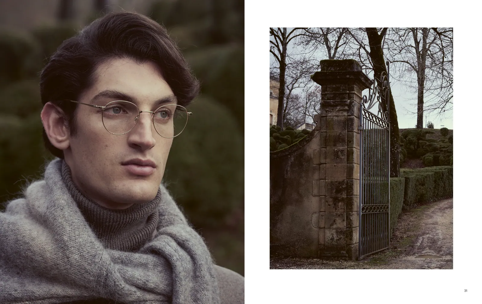 Baldessarini Château Provence portrait and château gate lookbook spread