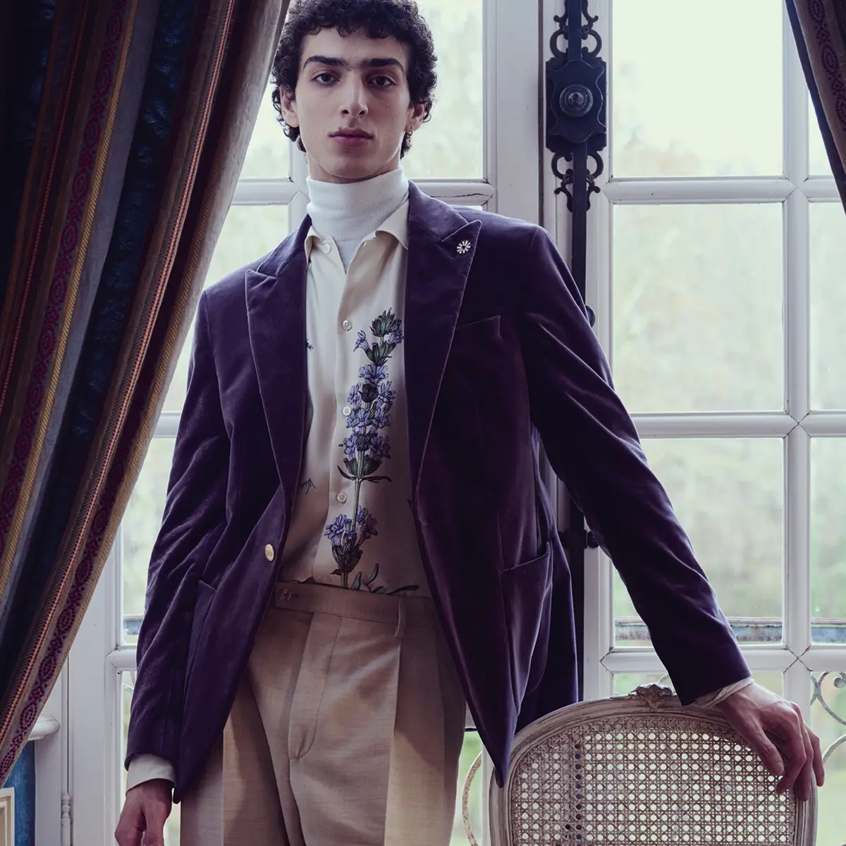 Baldessarini model wearing the floral textile concept