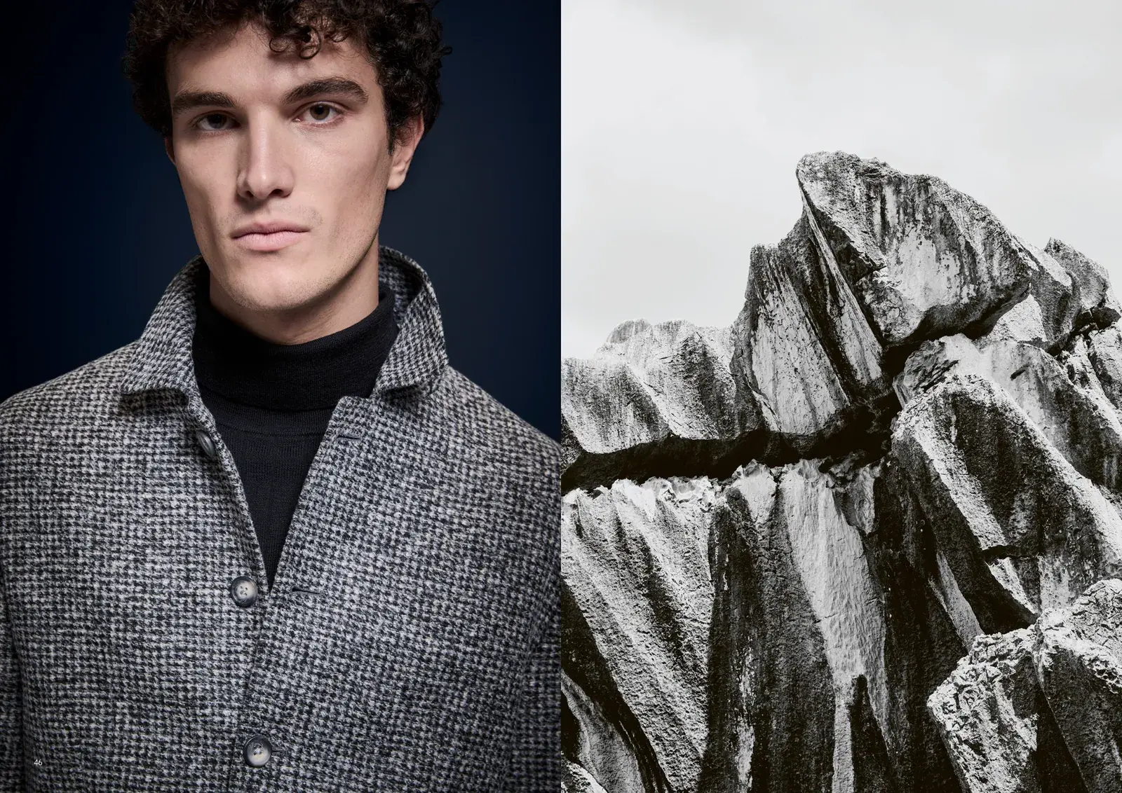 Benvenuto Fall Winter 2025 portrait and sculptural landscape lookbook spread