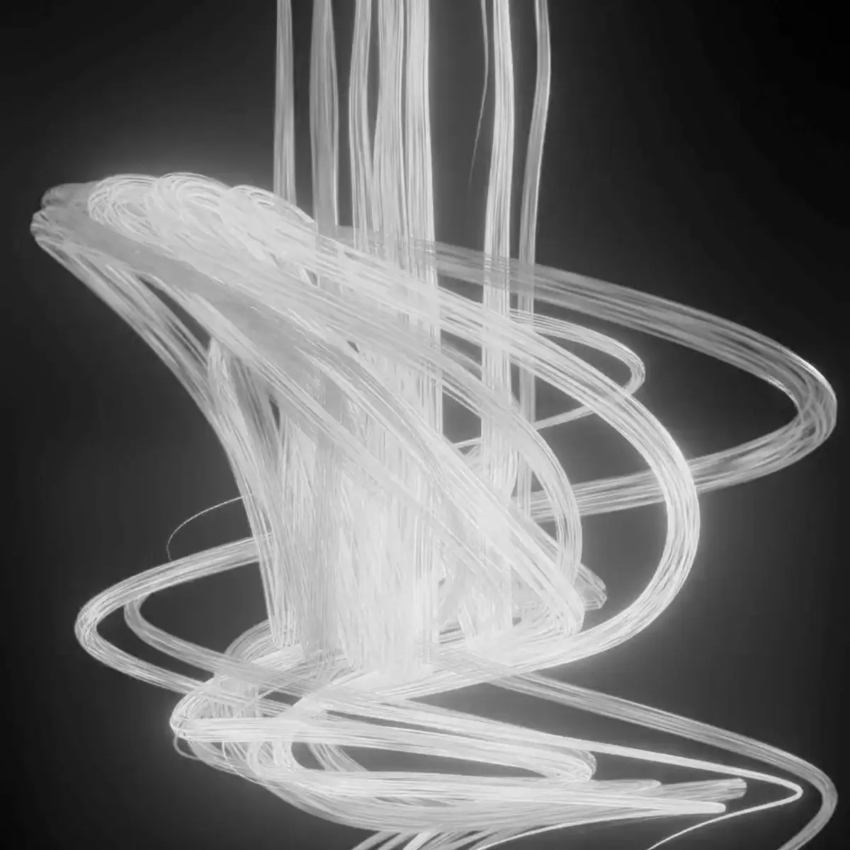 Abstract white line study in motion on black