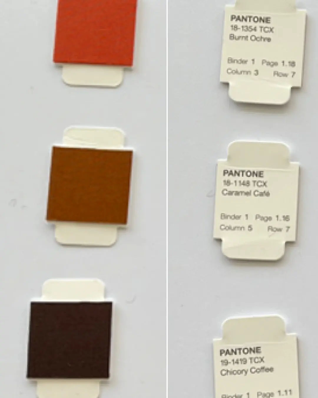 Warme Pantone-Farbreferenzen für die Kollektion
