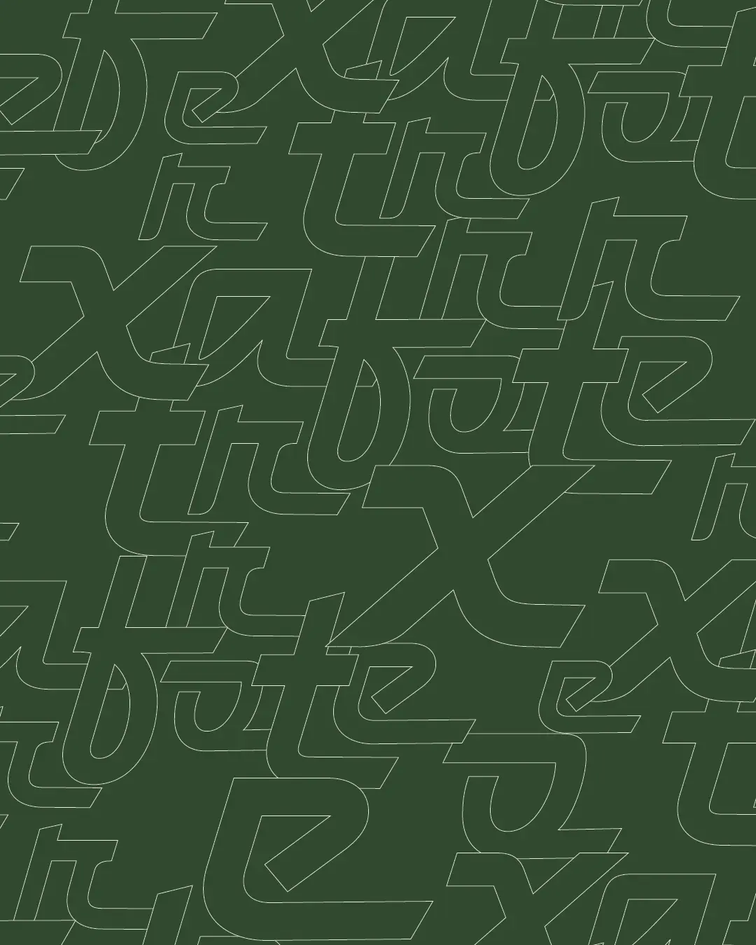 Tonale dunkelgrüne typografische Pattern-Studie